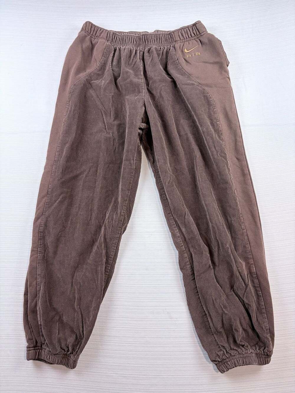 Women’s Nike Air Corduroy Fleece Joggers Size L Brown Sweatpants Pants